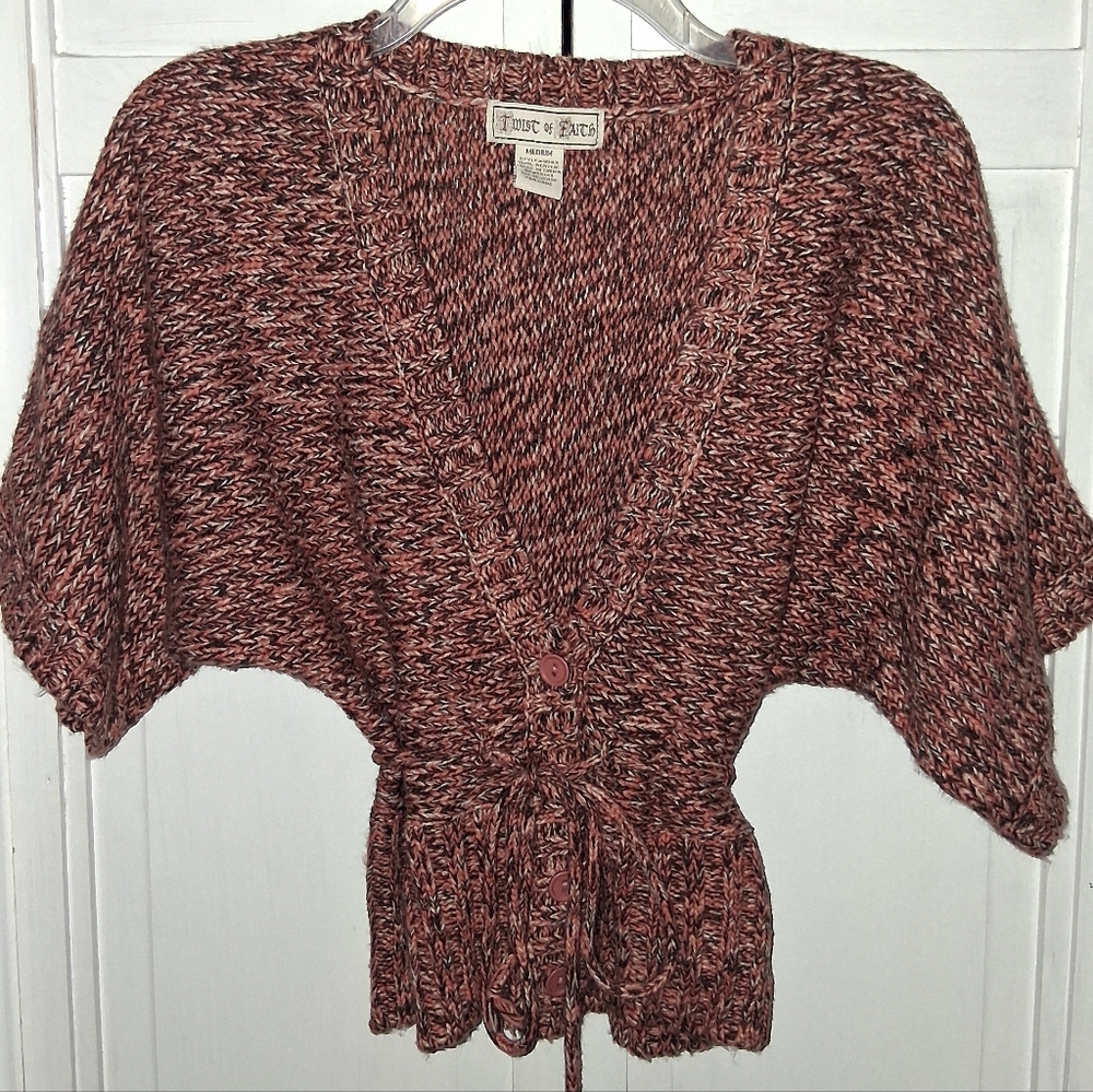 Twist Of Faith Rose & Olive Women's Marled Cardigan Sweater